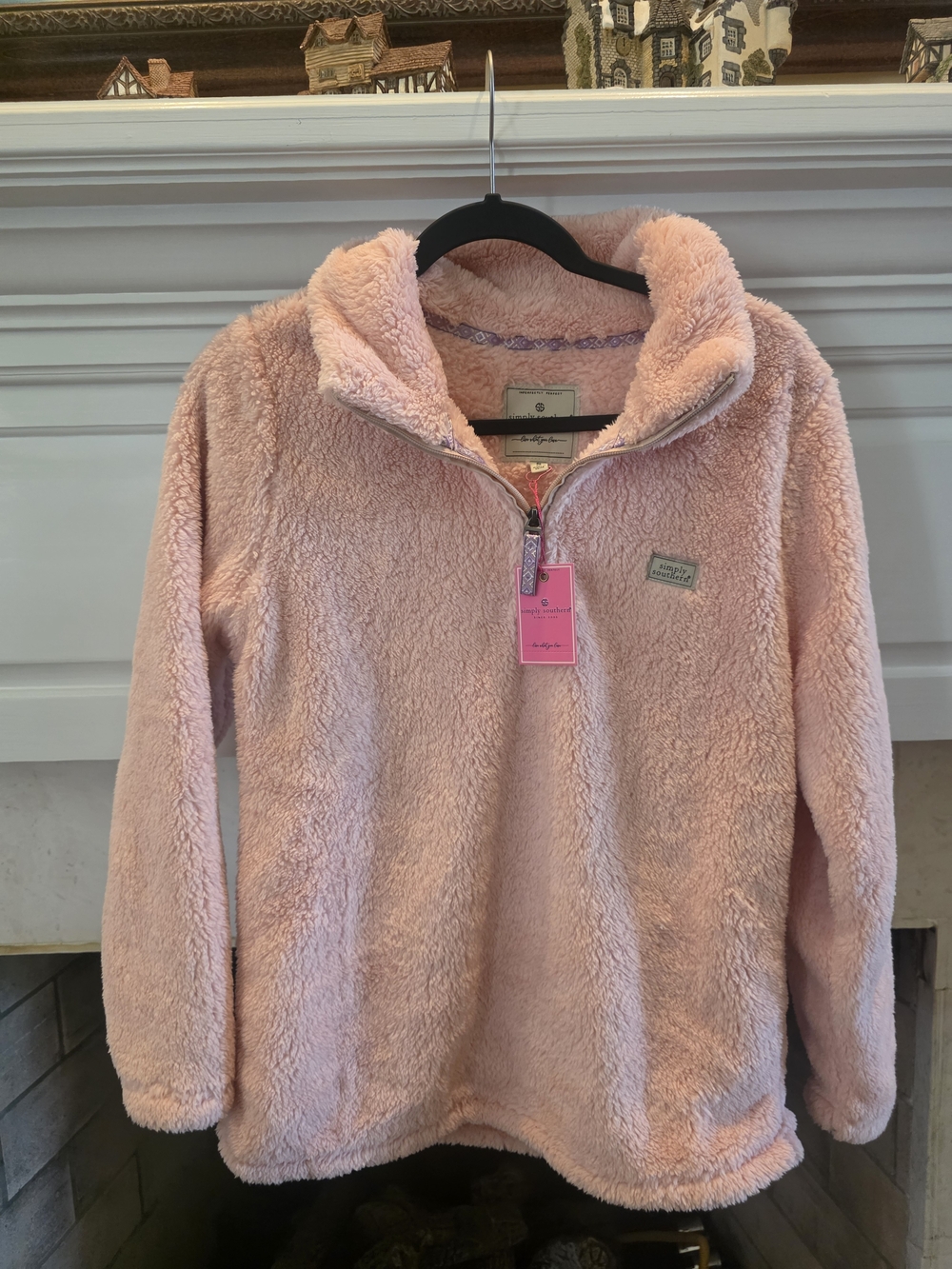 Simply Southern Plush Light Pink Teddy Half-Zip Pullover